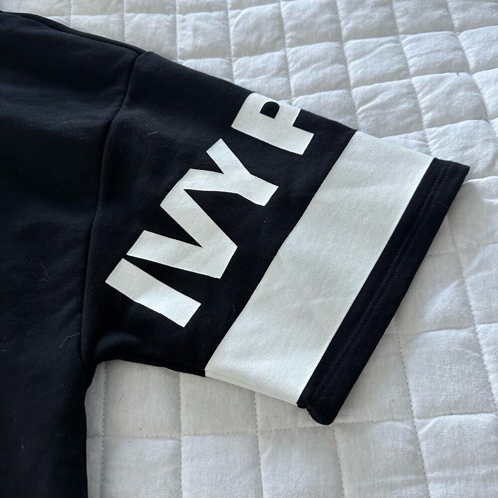 IVY PARK Black Hooded Short-Sleeve Dress with White Sleeve Stripe - Picture 4 of 12